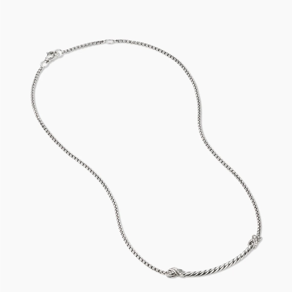 David Yurman Petite X Bar Smile Pendant Necklace w/DIAMONDS